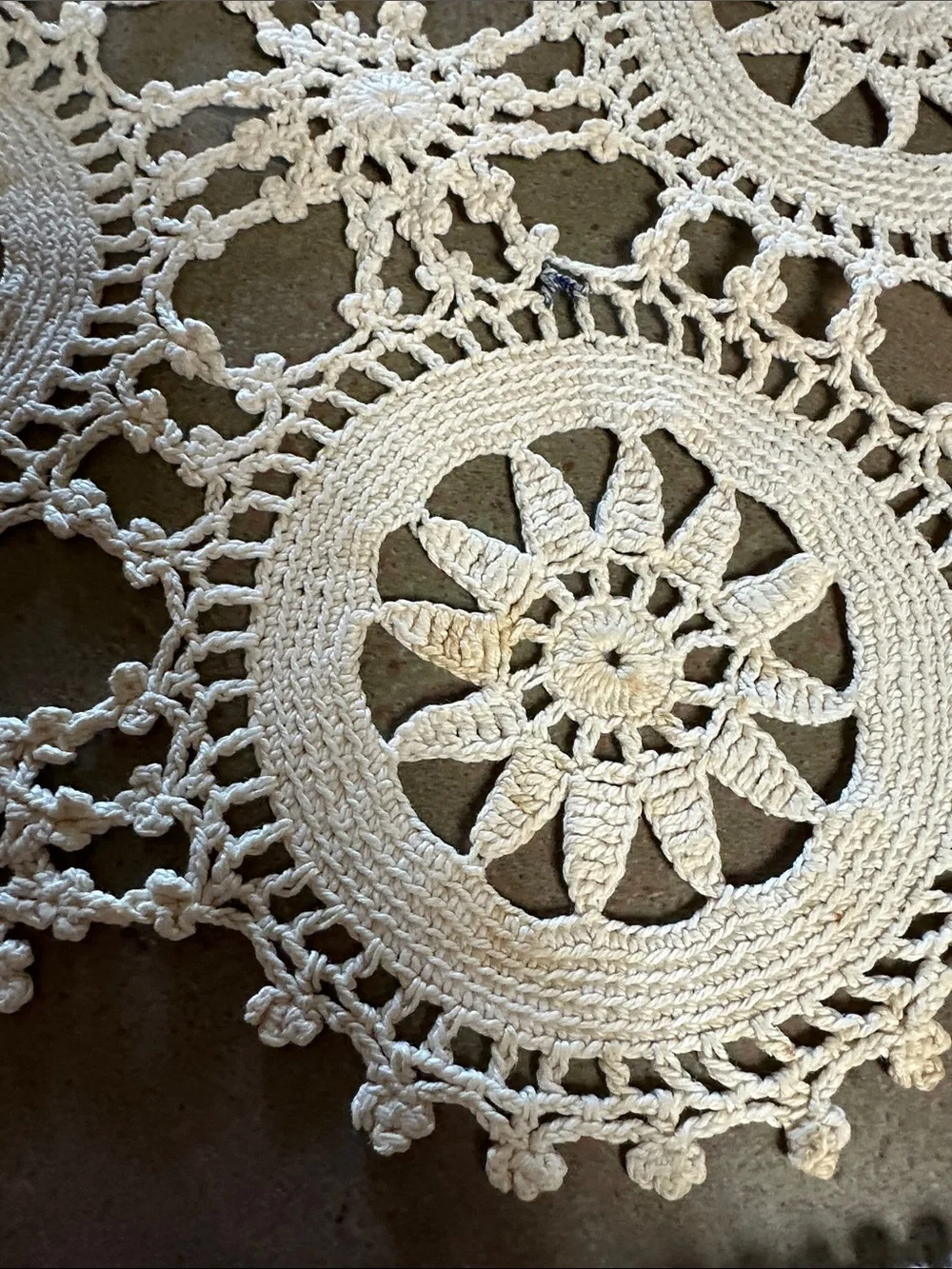 Vintage Crochet Lace Table Runner Doily Lot (6pc) Handmade Linen Cottagecore